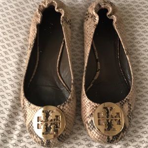 Tory Burch real snake skin rev a flats